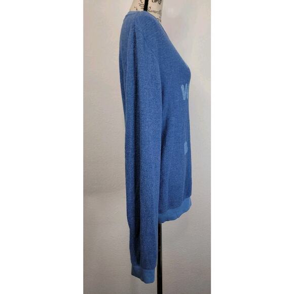 Wildfox Sweatshirt Womens SZ L Red Wine & Blue Statement Beach Graphic Blue - Picture 4 of 9